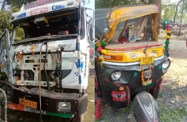 अंनियत्रित ट्रक ऑटो पर पलटा,सात सवारियों की दर्दनाक मौत 